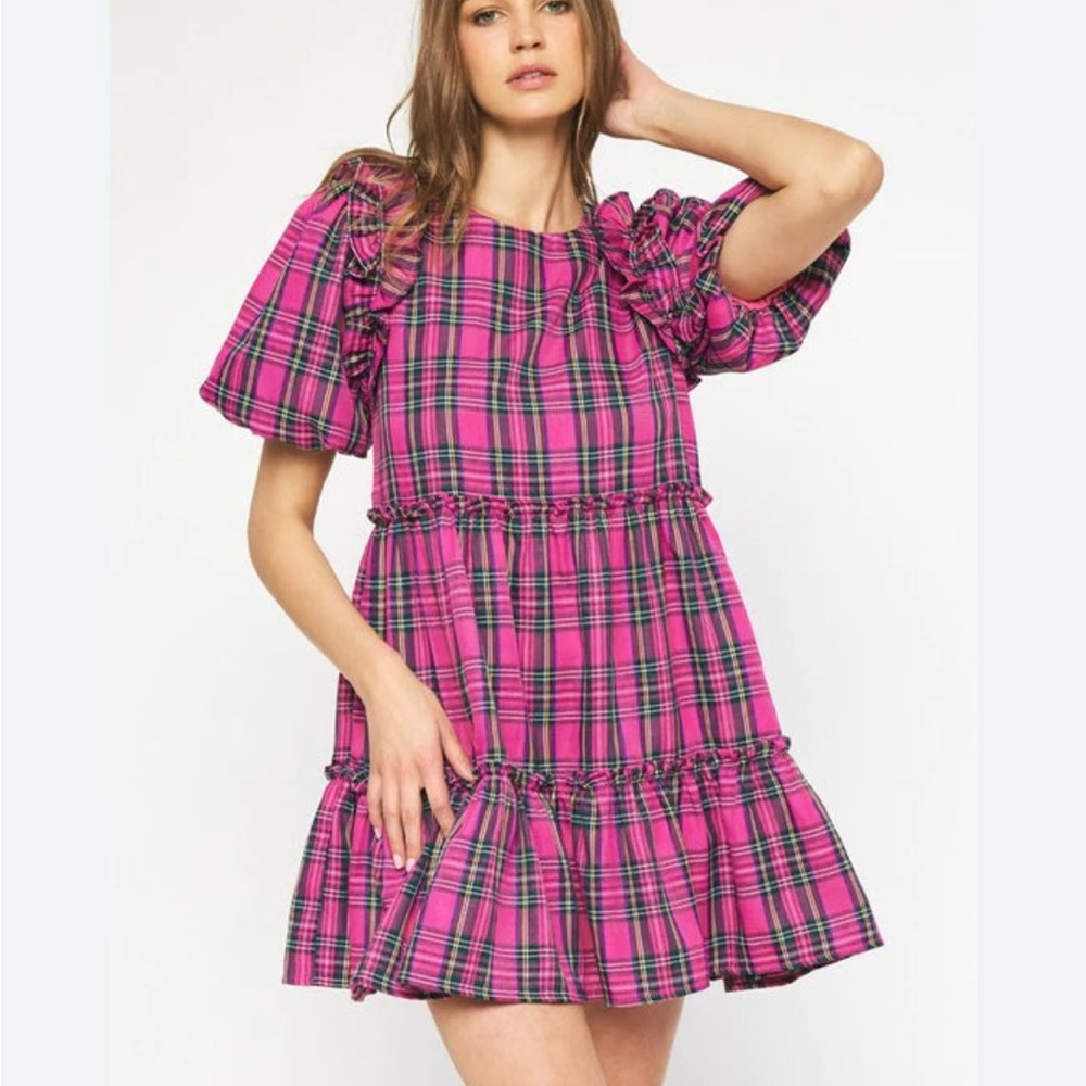 Entro Plaid Pink Dress